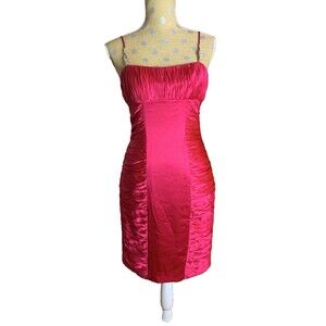 AP Vintage Y2K Crystal Silk Formal Dress Sz 6 Bow Empire Waist Formal Pink